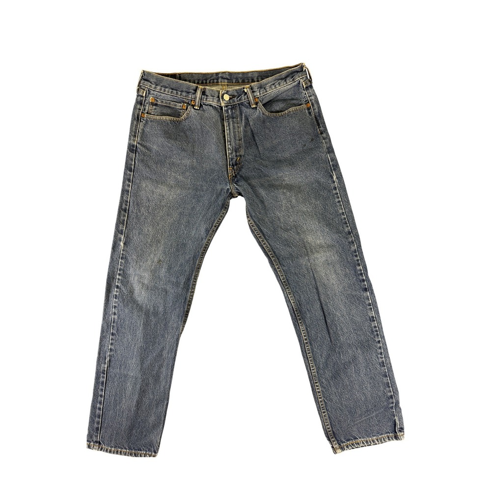 Levis 505 Regular Fit Straight Leg Jeans Mens 36x32 Medium Wash Blue Denim